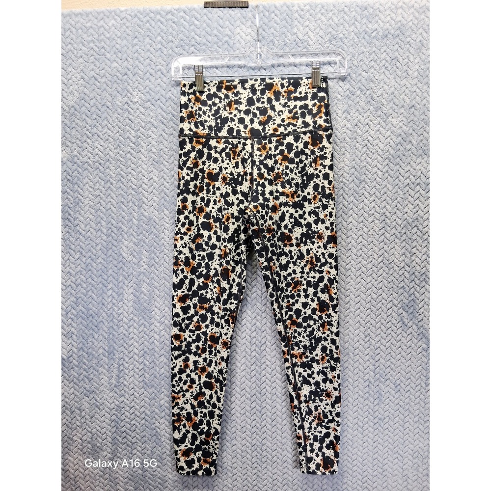 Sage Collective Womens Animal Print High Waisted Leggings Small Black Tan White